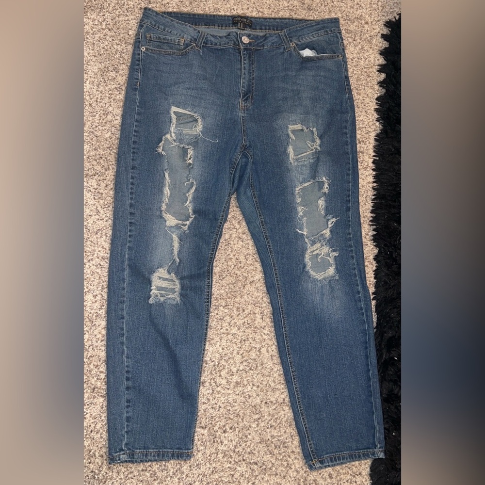 Forever 21 Distressed Blue Jeans